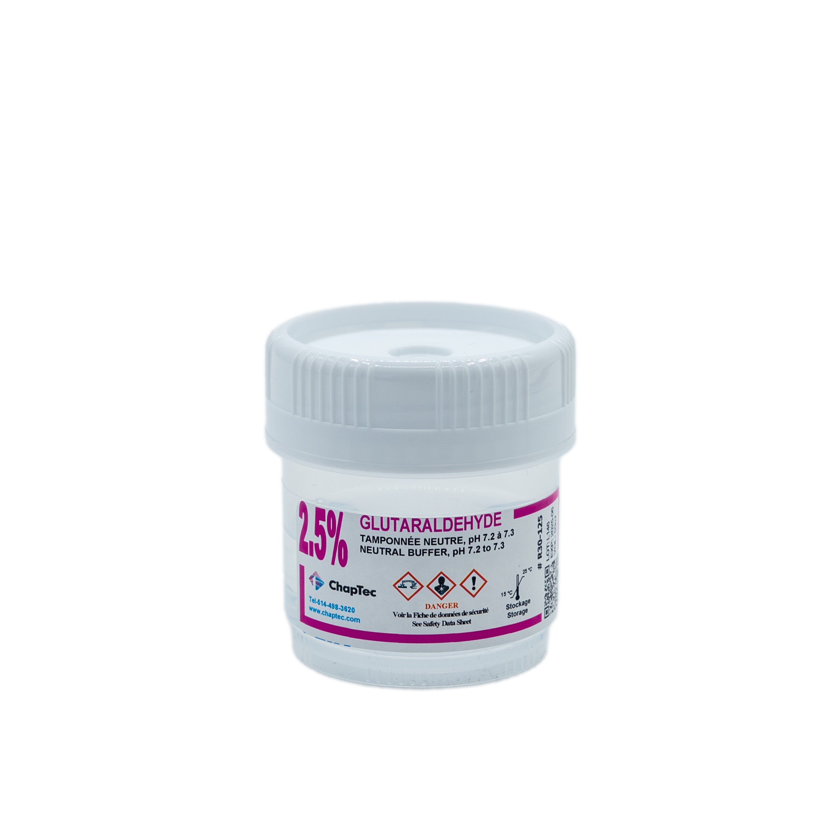 POT PRÉ-REMPLIS - GLUTARALDÉHYDE 2.5% TAMPONNÉE NEUTRE