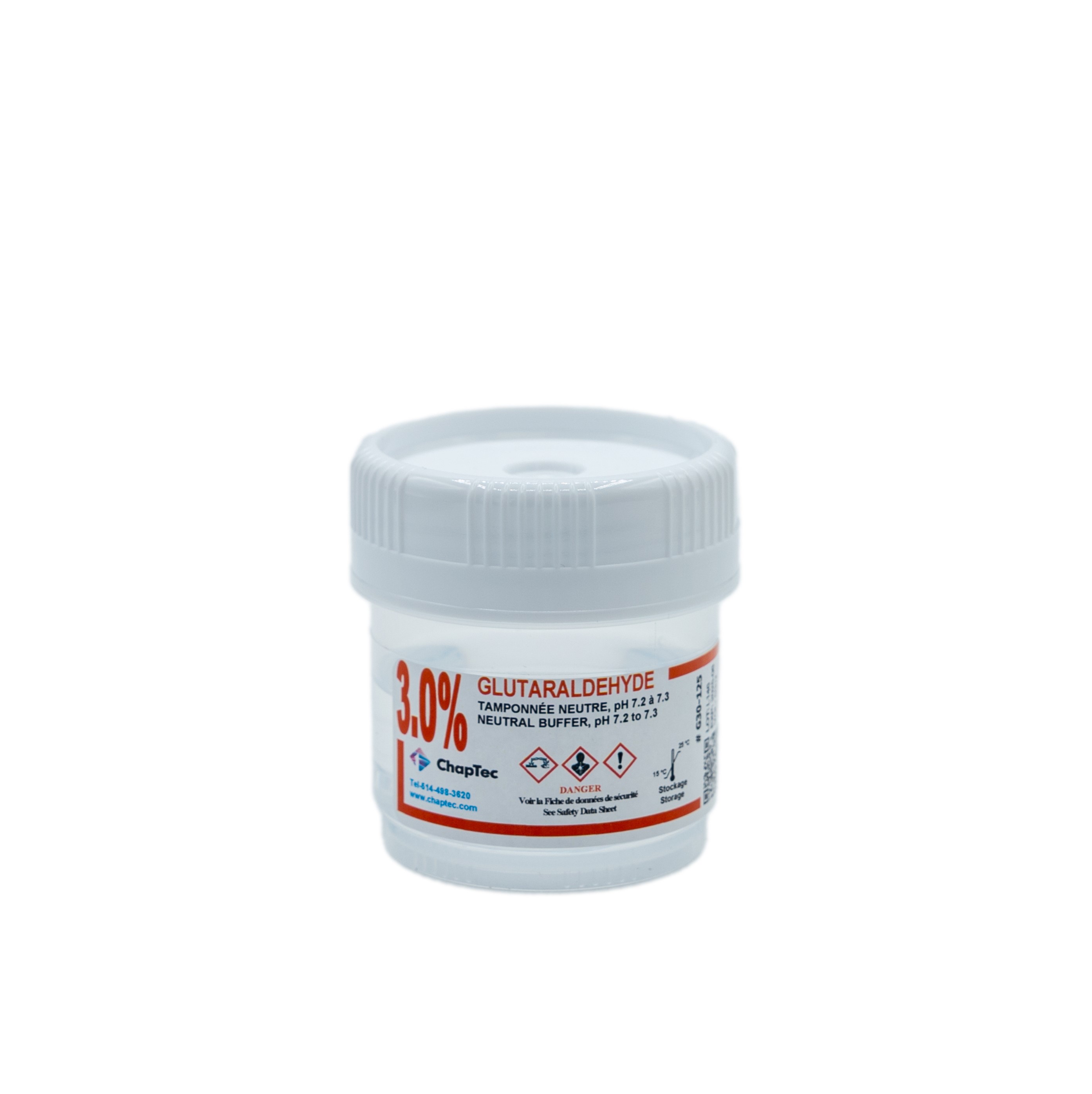 POT PRÉ-REMPLIS - GLUTARALDÉHYDE 3.0% TAMPONNÉE NEUTRE