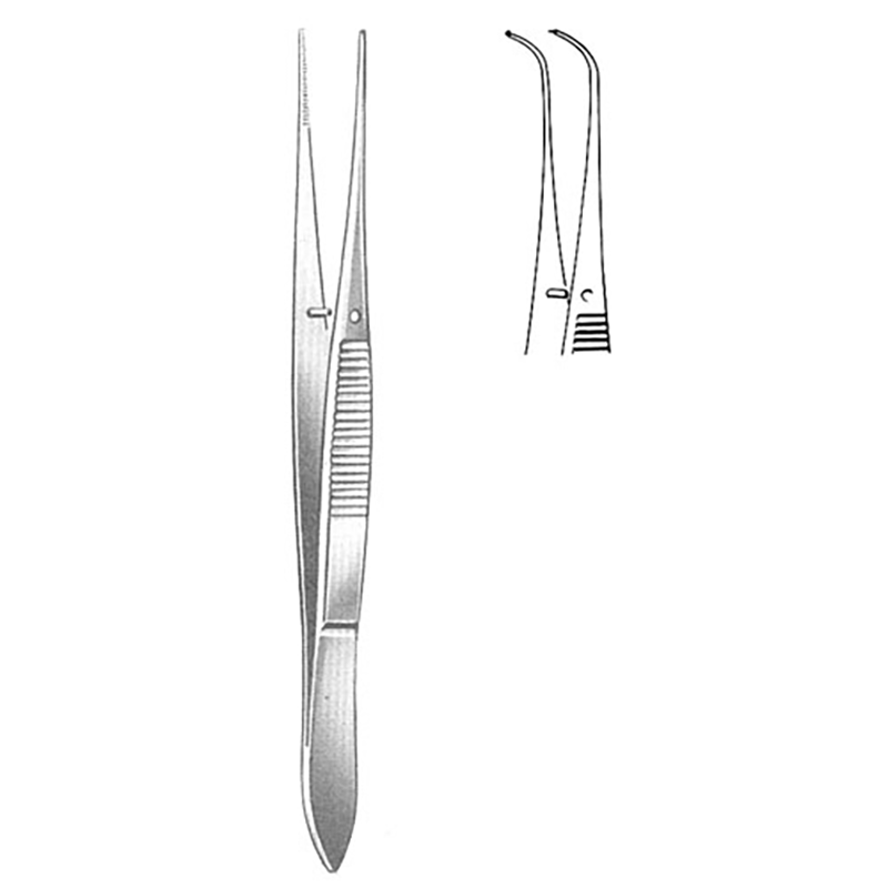 PINCE A IRIS GRAEFE, FORTEMENT COURBE, 1X2 DENTS, 10CM