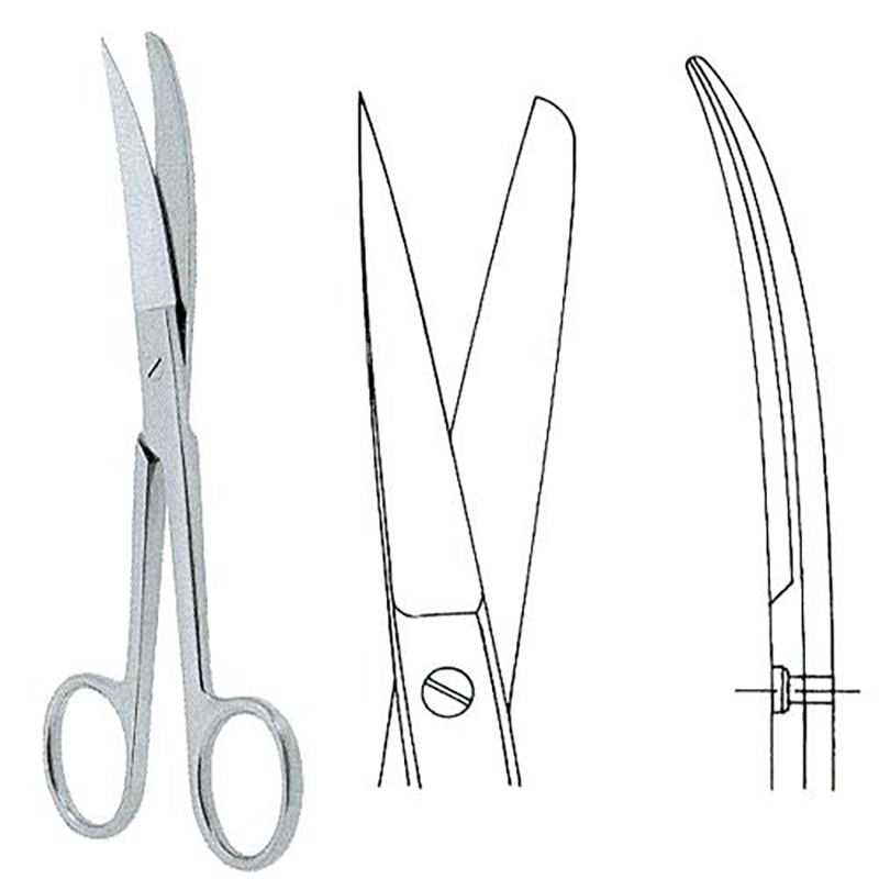 CISEAUX OPERATOIRE, COURBE, POINTU/MOUSSE, 14.5CM