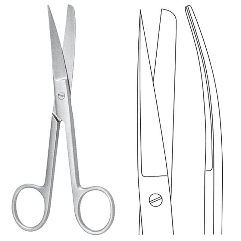 CISEAUX OPERATOIRE, COURBE, POINTU/MOUSSE, 16.5CM