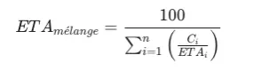 Formule math&eacute;matique du calcul de l'ETA (Estimation de la Toxicit&eacute; Aigu&euml;) d'un m&eacute;lange selon les crit&egrave;res du SIMDUT.